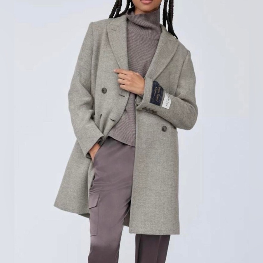 Babaton Gray Double-Breasted Coat